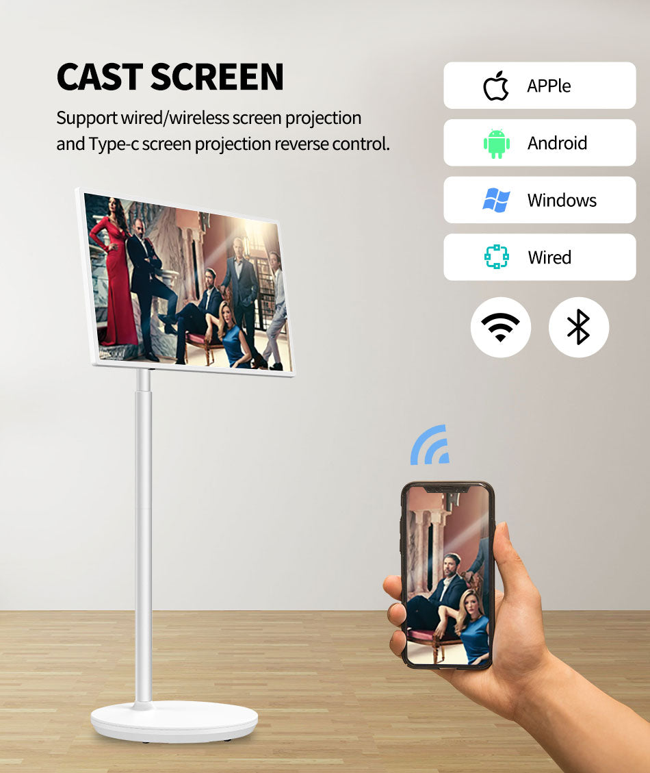 Leaderhub stand by me Android OS 32 inch smart screen tv with portable stand