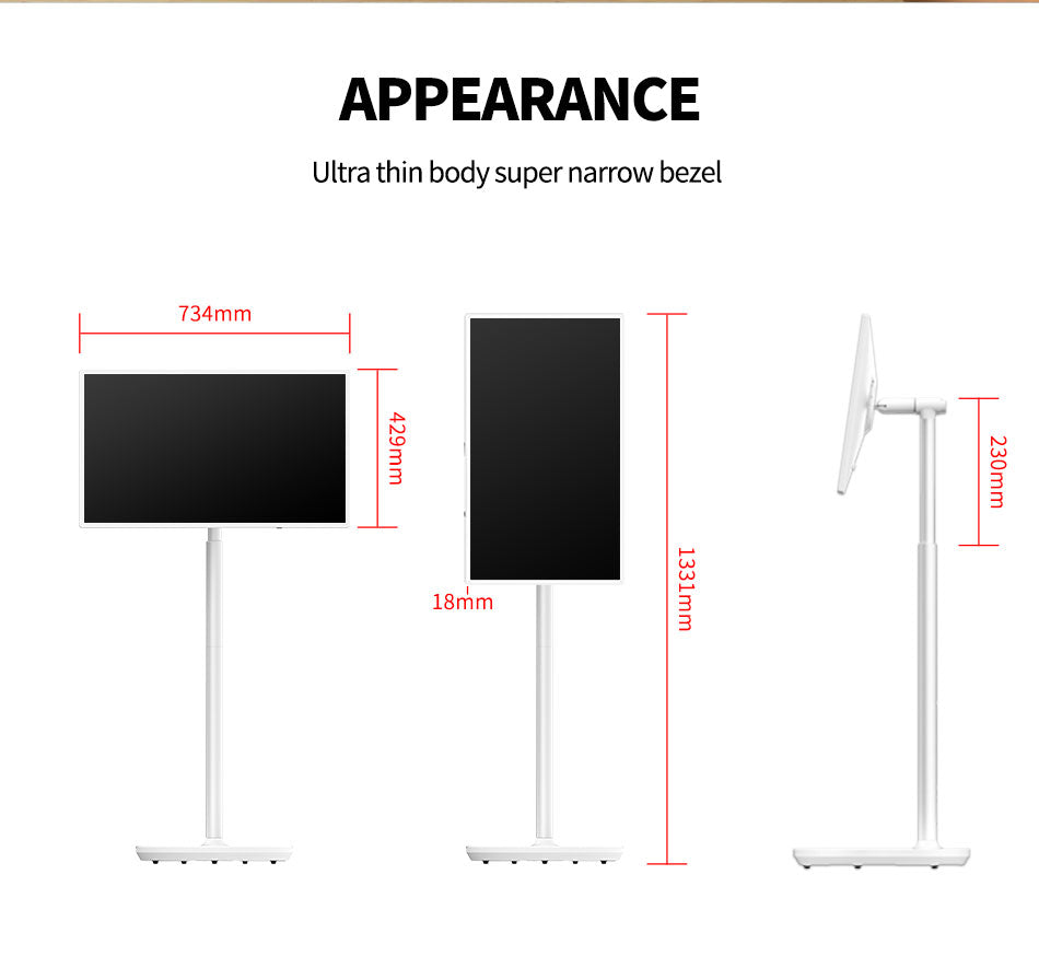 Leaderhub stand by me Android OS 32 inch smart screen tv with portable stand