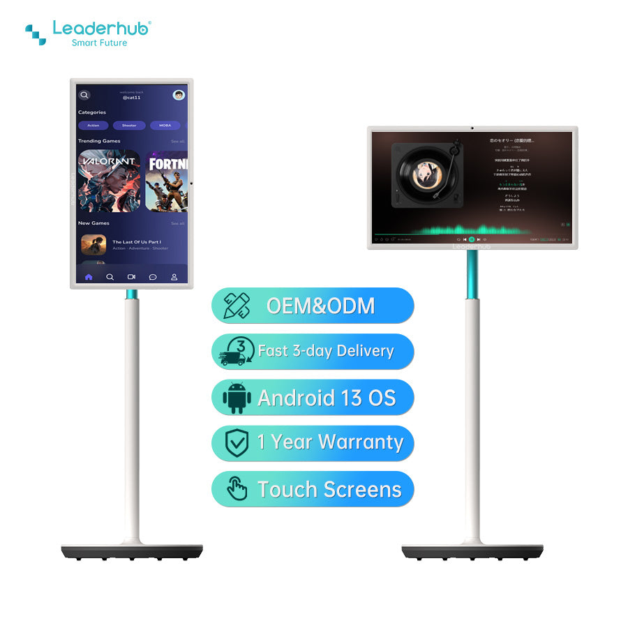 Leaderhub stand by me smart touch screen Android OS 27 inch smart tv portable stand 180 rotation